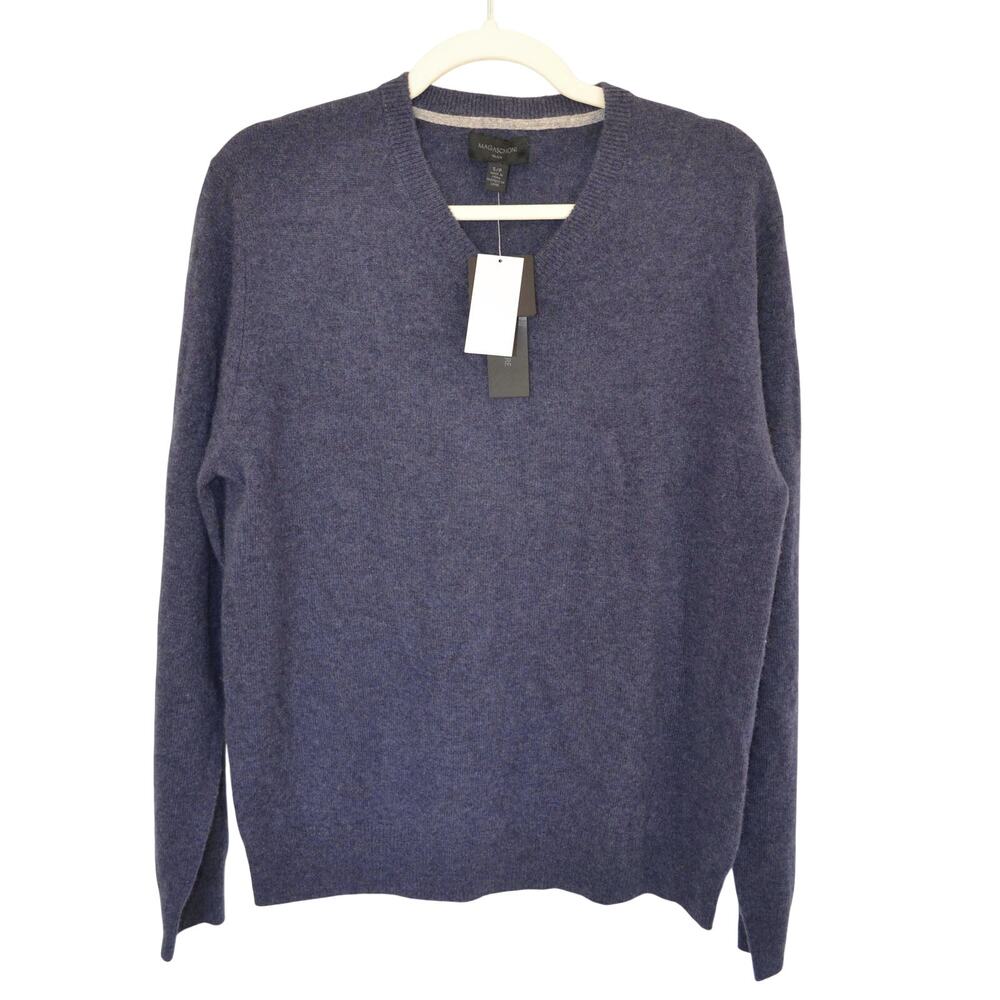 Magaschoni Mens V Neck Cashmere Sweater Size Small